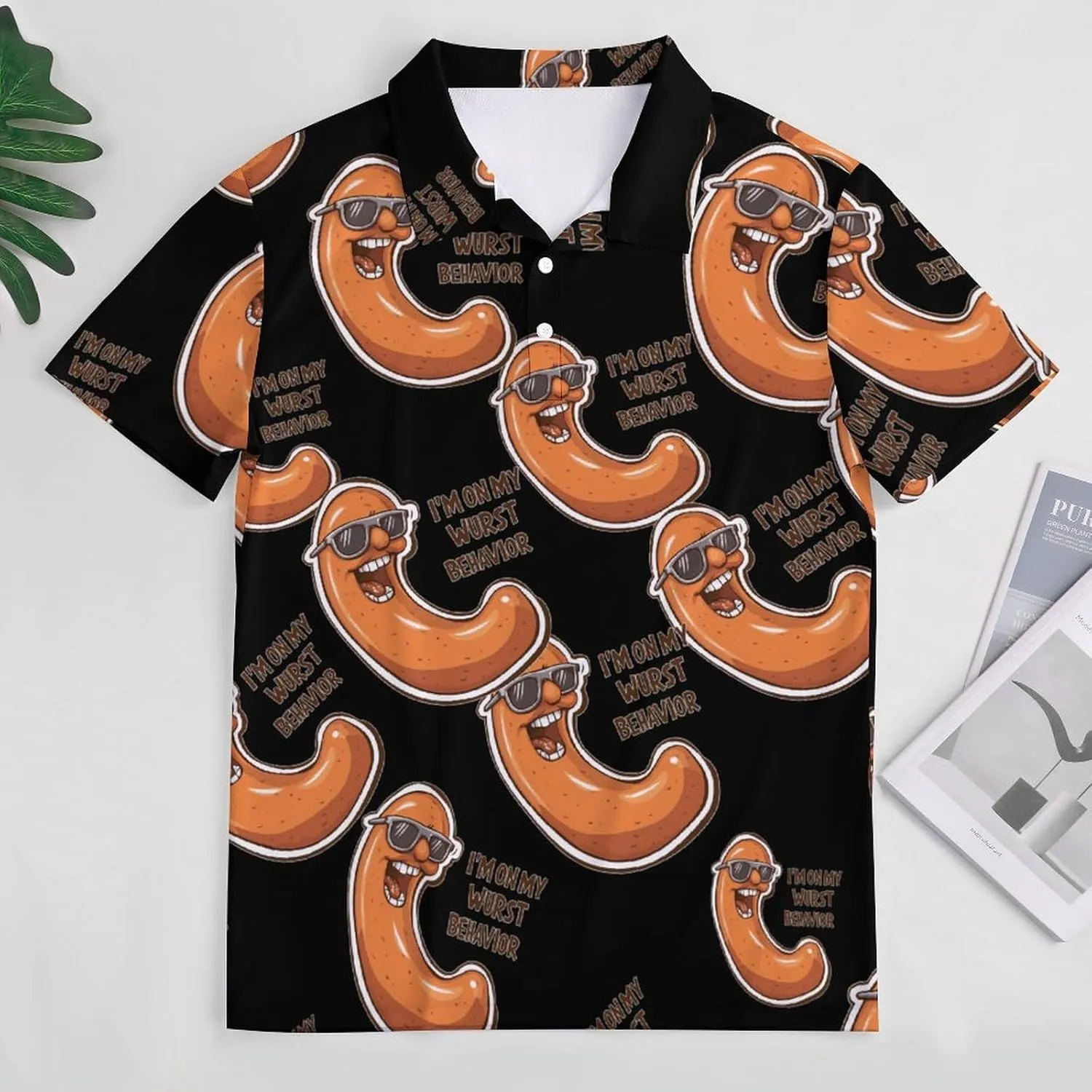 I'm On My Wurst Behavior Mens Polo Shirts Quick Dry Short Sleeve T-shirts Slim Tennis Collared Tees Tops