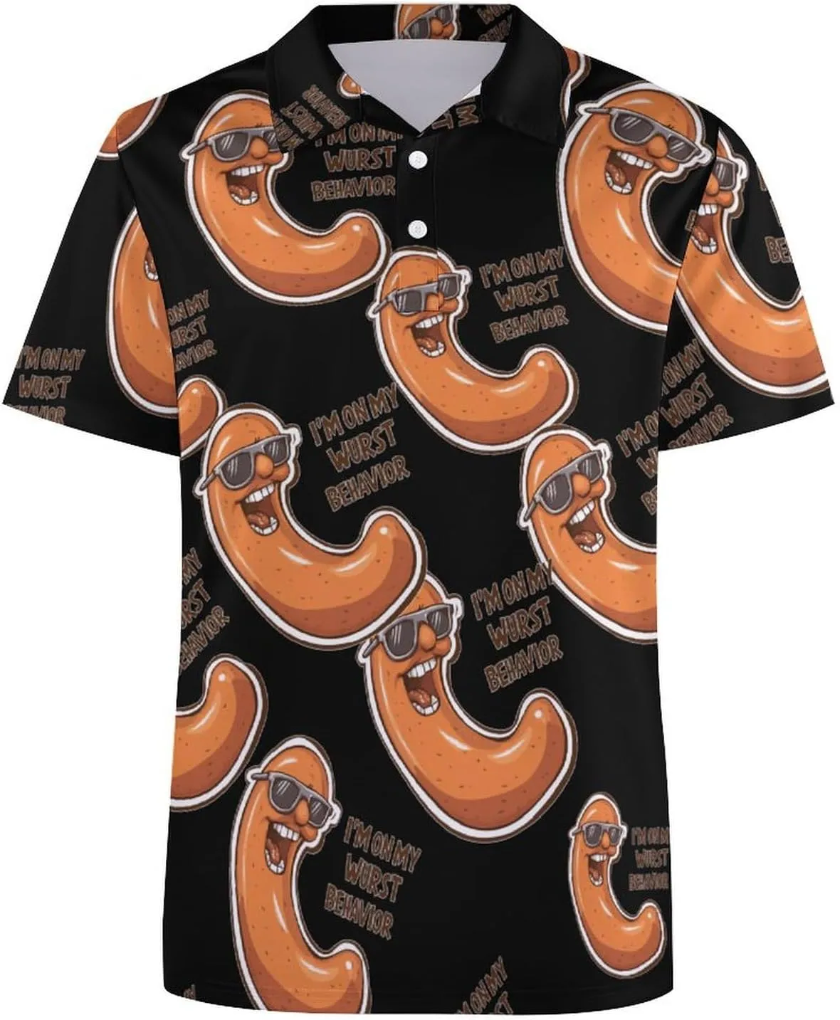 I'm On My Wurst Behavior Mens Polo Shirts Quick Dry Short Sleeve T-shirts Slim Tennis Collared Tees Tops