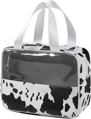 IMCUZUR Travel Toiletry Bag for Women, Makeup Bag Cosmetic Organizer, Travel Tote for Accessories Toiletries (Cow Pattern - M)