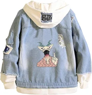 ISaikoy Anime BEASTARS Denim Jacket Legoshi Jeans Long Sleeve Sweatshirt Sweater Hoodie Pullovers