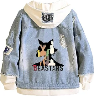 ISaikoy Anime BEASTARS Denim Jacket Legoshi Jeans Long Sleeve Sweatshirt Sweater Hoodie Pullovers