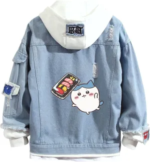 ISaikoy Anime Chiikawa Denim Jacket Jeans Long Sleeve Sweatshirt Sweater Hoodie Pullovers