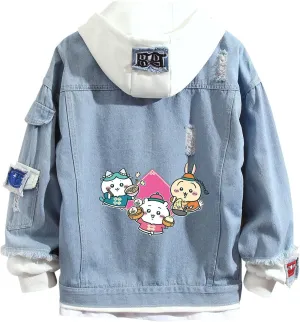 ISaikoy Anime Chiikawa Denim Jacket Jeans Long Sleeve Sweatshirt Sweater Hoodie Pullovers