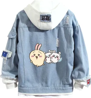 ISaikoy Anime Chiikawa Denim Jacket Jeans Long Sleeve Sweatshirt Sweater Hoodie Pullovers