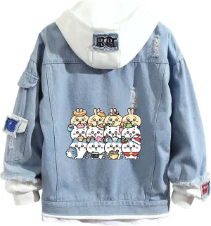ISaikoy Anime Chiikawa Denim Jacket Jeans Long Sleeve Sweatshirt Sweater Hoodie Pullovers
