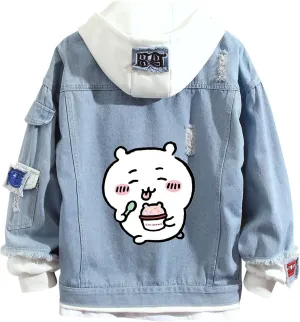 ISaikoy Anime Chiikawa Denim Jacket Jeans Long Sleeve Sweatshirt Sweater Hoodie Pullovers