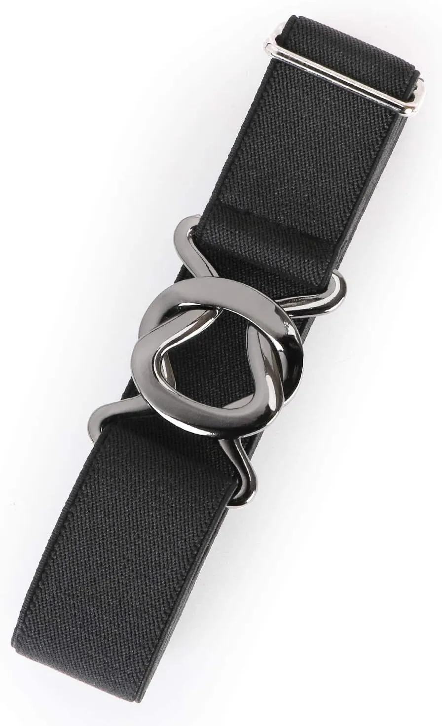 JASGOOD Women No Show Stretch Belt Adjustable Elastic Web Belt with Flat Buckle for Jeans Pants Casual Belts