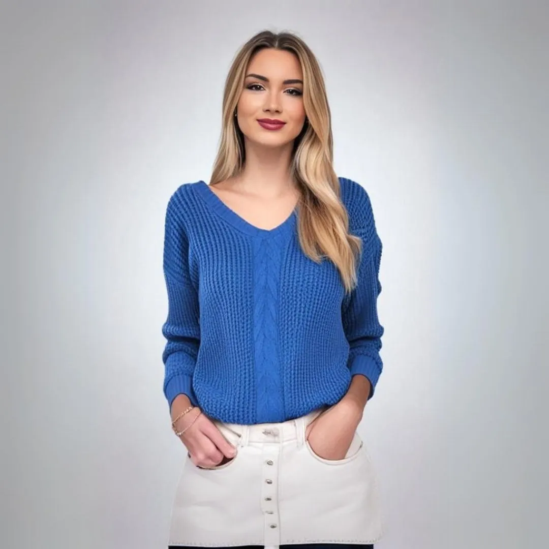 Jessy | V-Neck Crocheted Sweater