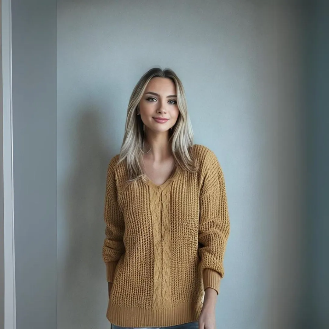 Jessy | V-Neck Crocheted Sweater