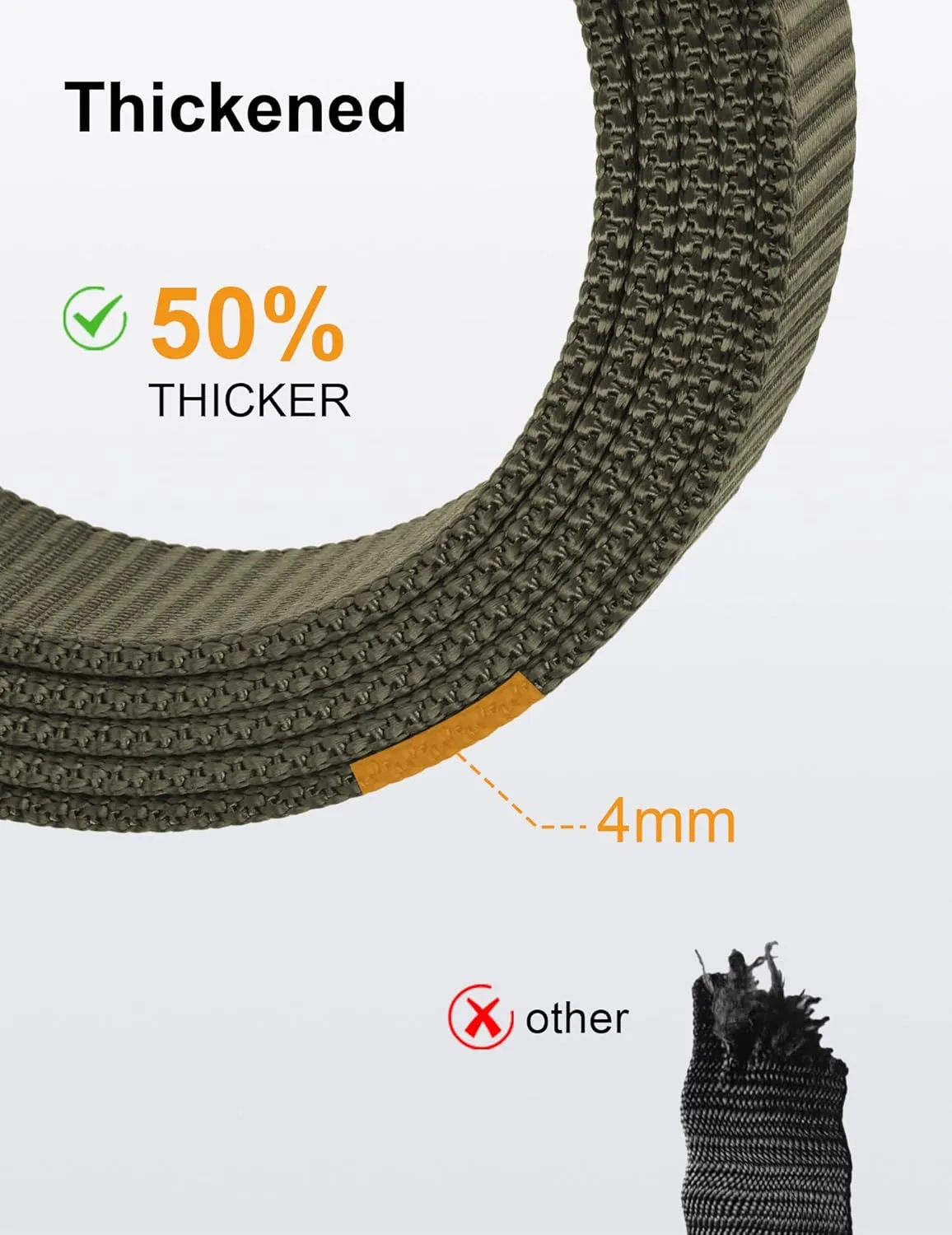 JUKMO Men's 1.5" Nylon Ratchet Belt, Casual Web Click Belt with Slide Buckle for Jeans, No Holes Adjustable Trim to Fit