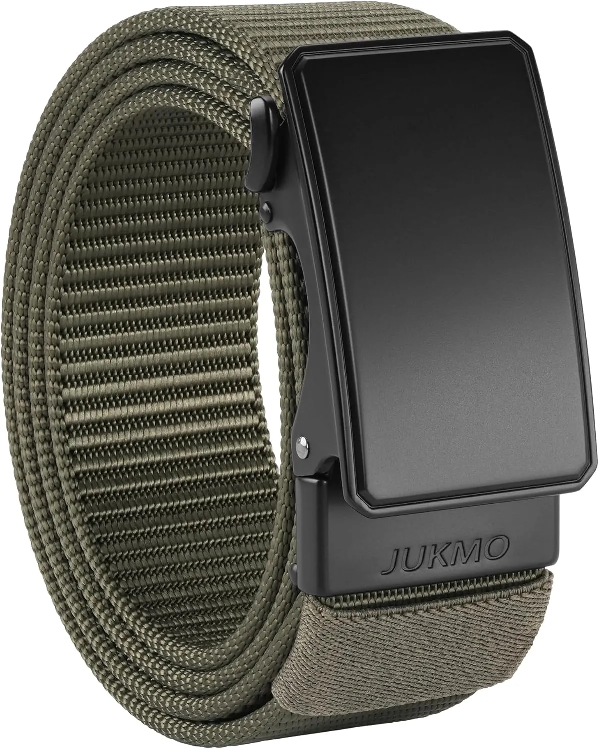 JUKMO Men's 1.5" Nylon Ratchet Belt, Casual Web Click Belt with Slide Buckle for Jeans, No Holes Adjustable Trim to Fit