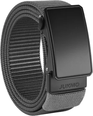 JUKMO Men's 1.5" Nylon Ratchet Belt, Casual Web Click Belt with Slide Buckle for Jeans, No Holes Adjustable Trim to Fit