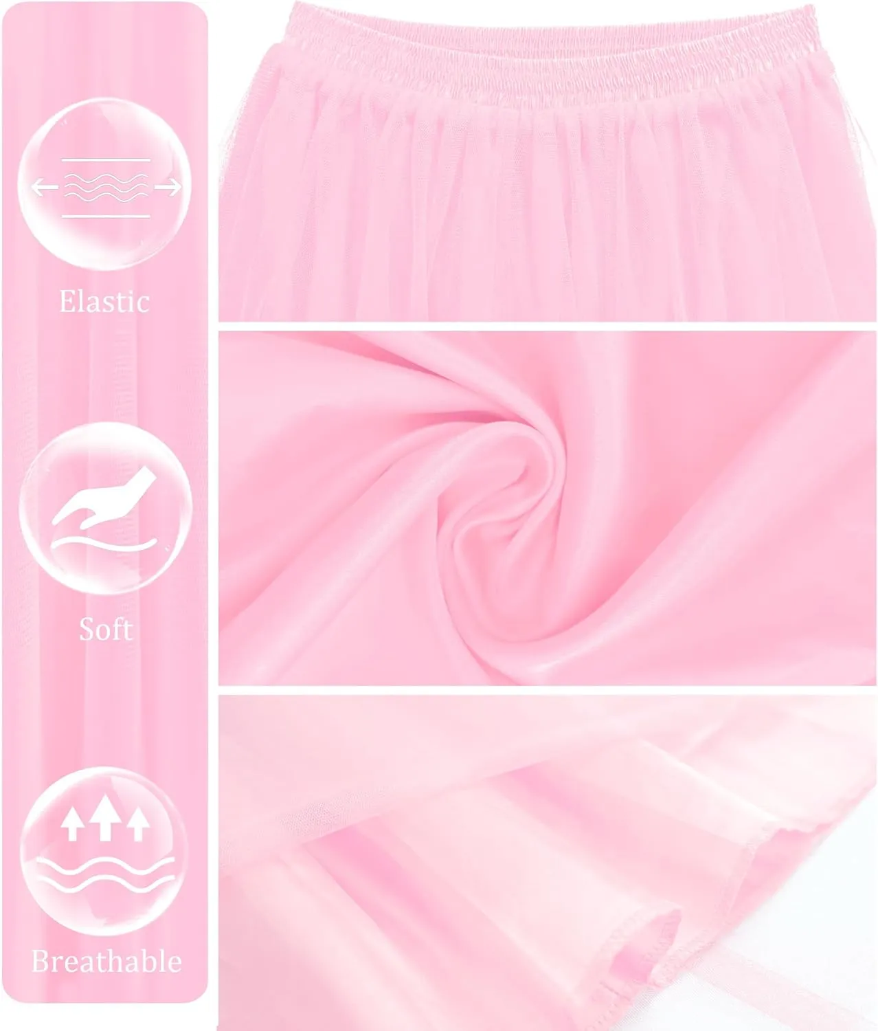 Kingfancy Women's Winter Skirts 2 Layered Tulle Tiered Long Skirts Elastic Waist A-Line Midi Skirts