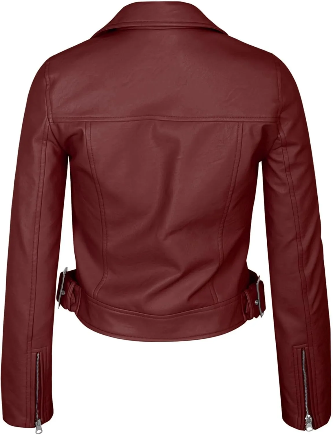 KOGMO Women's Faux Leather Zip Up Everyday Bomber Jacket