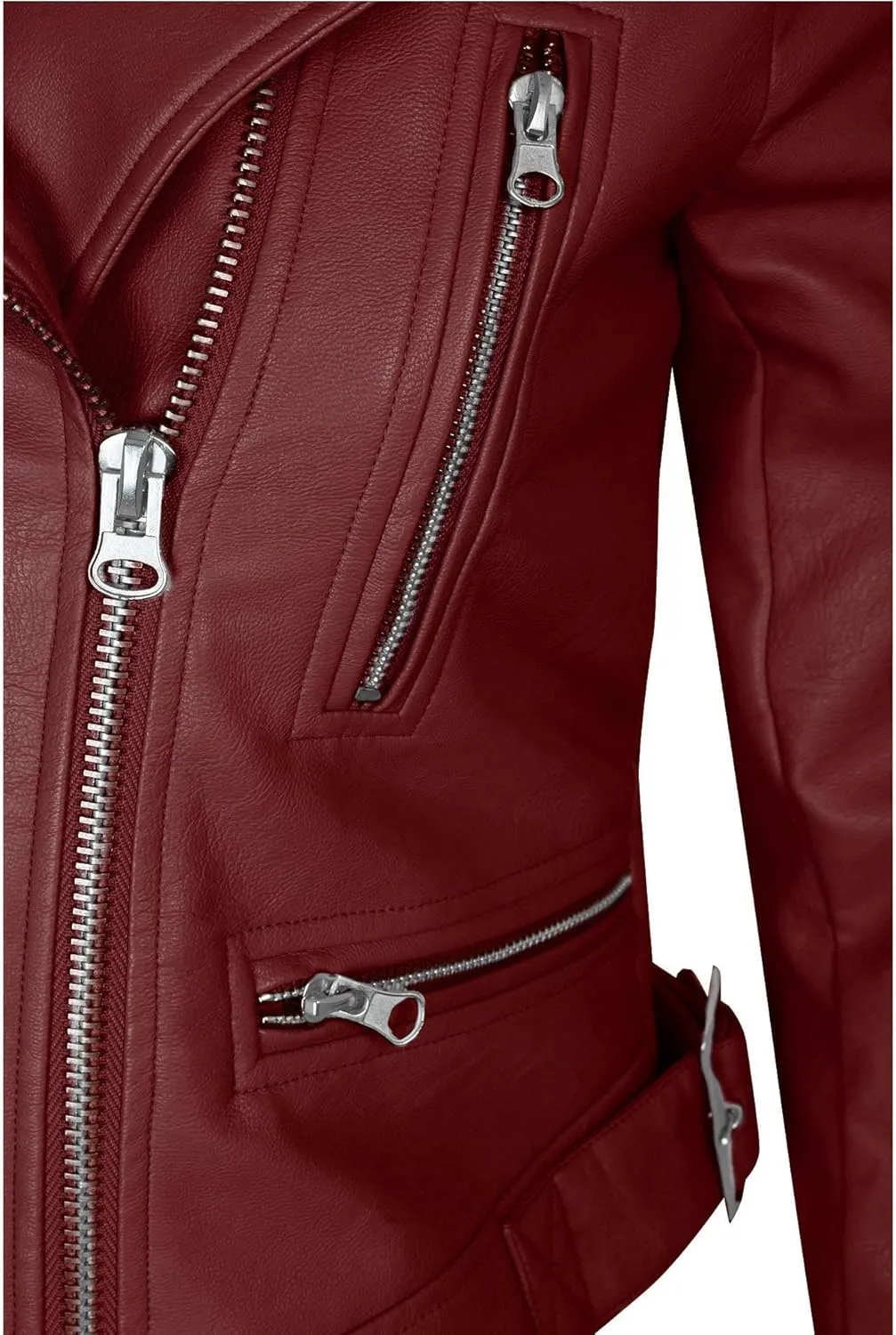 KOGMO Women's Faux Leather Zip Up Everyday Bomber Jacket