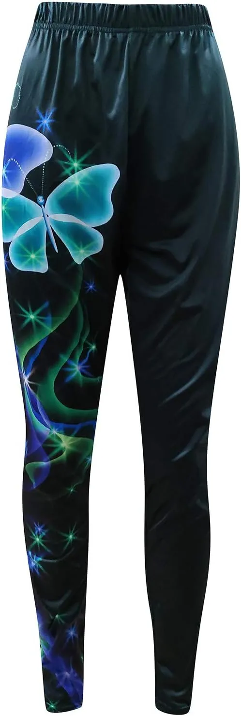 LCMTWX Workout Leggings Autumn Casual Print Leggings Boot Pants Workout Leggings Winter Warm Thick Tights High Waisted