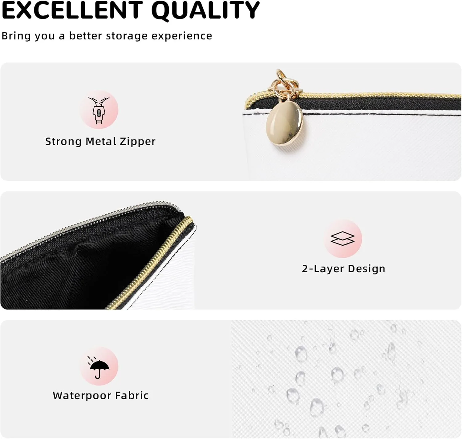 Leather Makeup Bag Travel Cosmetic Bag Small Makeup Bag for Women,Toiletry Bag Accessories Organizer-Black Love Heart