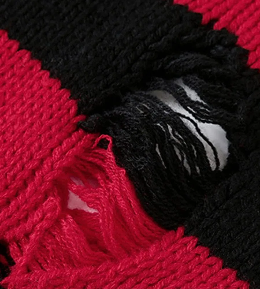 LifeShe Women's Men Striped Sweater Pullovers Oversized Knitted Jumpers Sweatershirts Streetwear