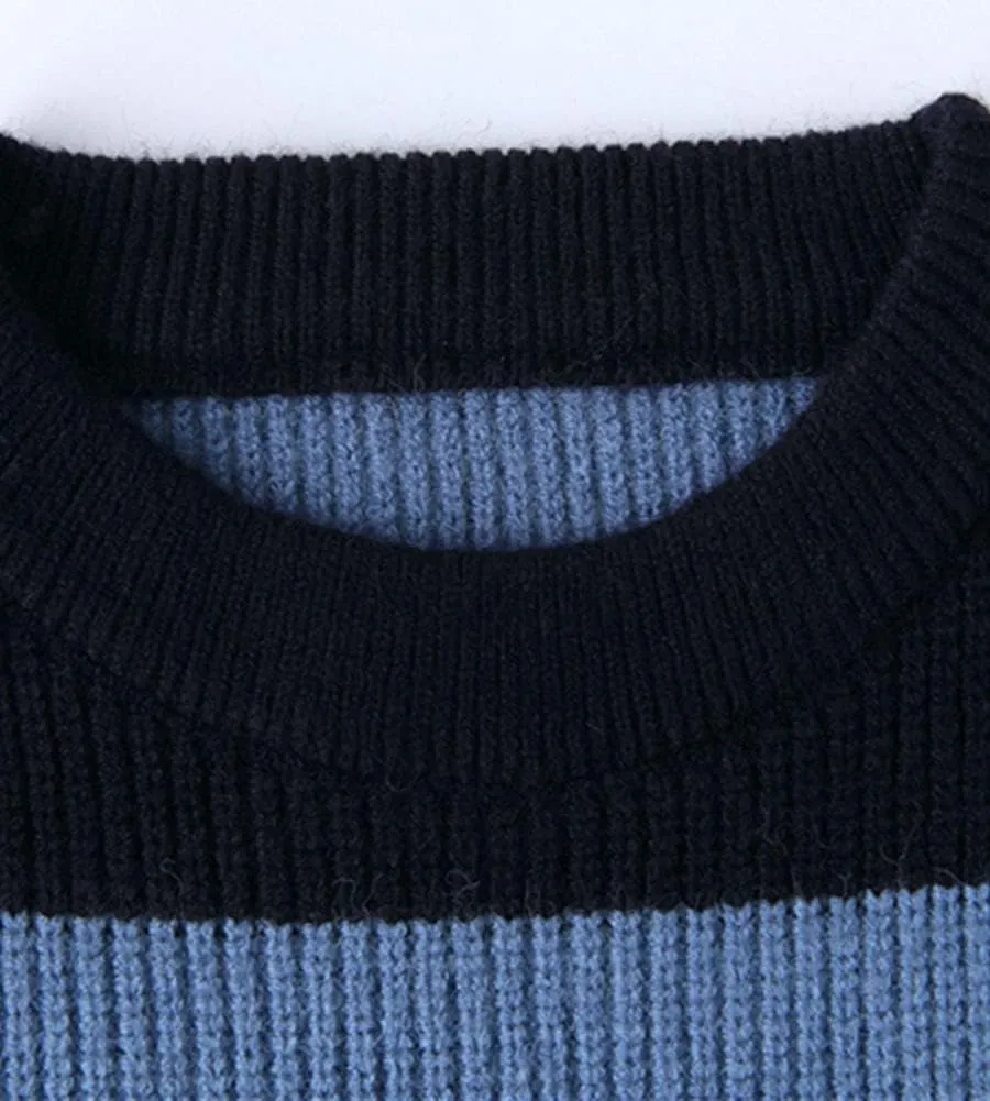 LifeShe Women's Men Striped Sweater Pullovers Oversized Knitted Jumpers Sweatershirts Streetwear