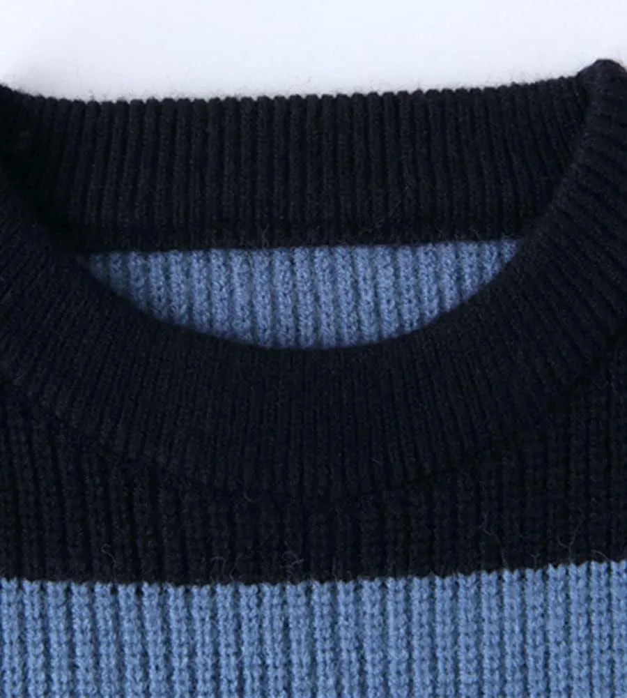 LifeShe Women's Men Striped Sweater Pullovers Oversized Knitted Jumpers Sweatershirts Streetwear