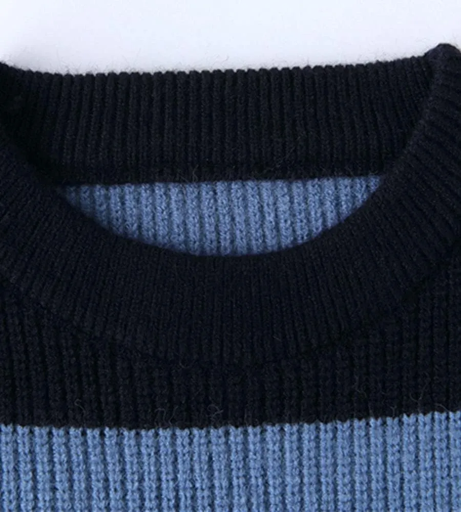LifeShe Women's Men Striped Sweater Pullovers Oversized Knitted Jumpers Sweatershirts Streetwear