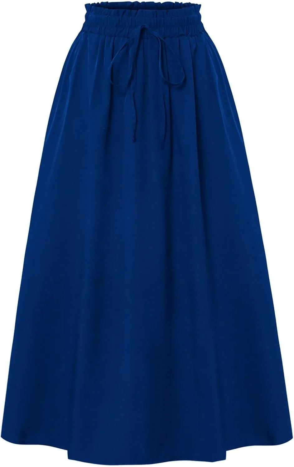 Linen Skirts for Women Trendy Lightweight Floral Maxi Skirt Casual Drawstring High Waisted Flowy Skirt with Pockets