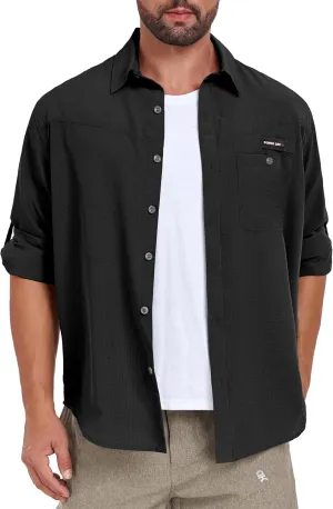 Little Donkey Andy Men's UPF 50 UV Protection Shirt, Breathable Long Sleeve Fishing Hiking Shirts, Quick Dry