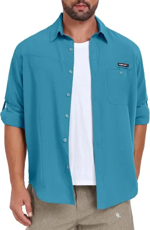 Little Donkey Andy Men's UPF 50 UV Protection Shirt, Breathable Long Sleeve Fishing Hiking Shirts, Quick Dry