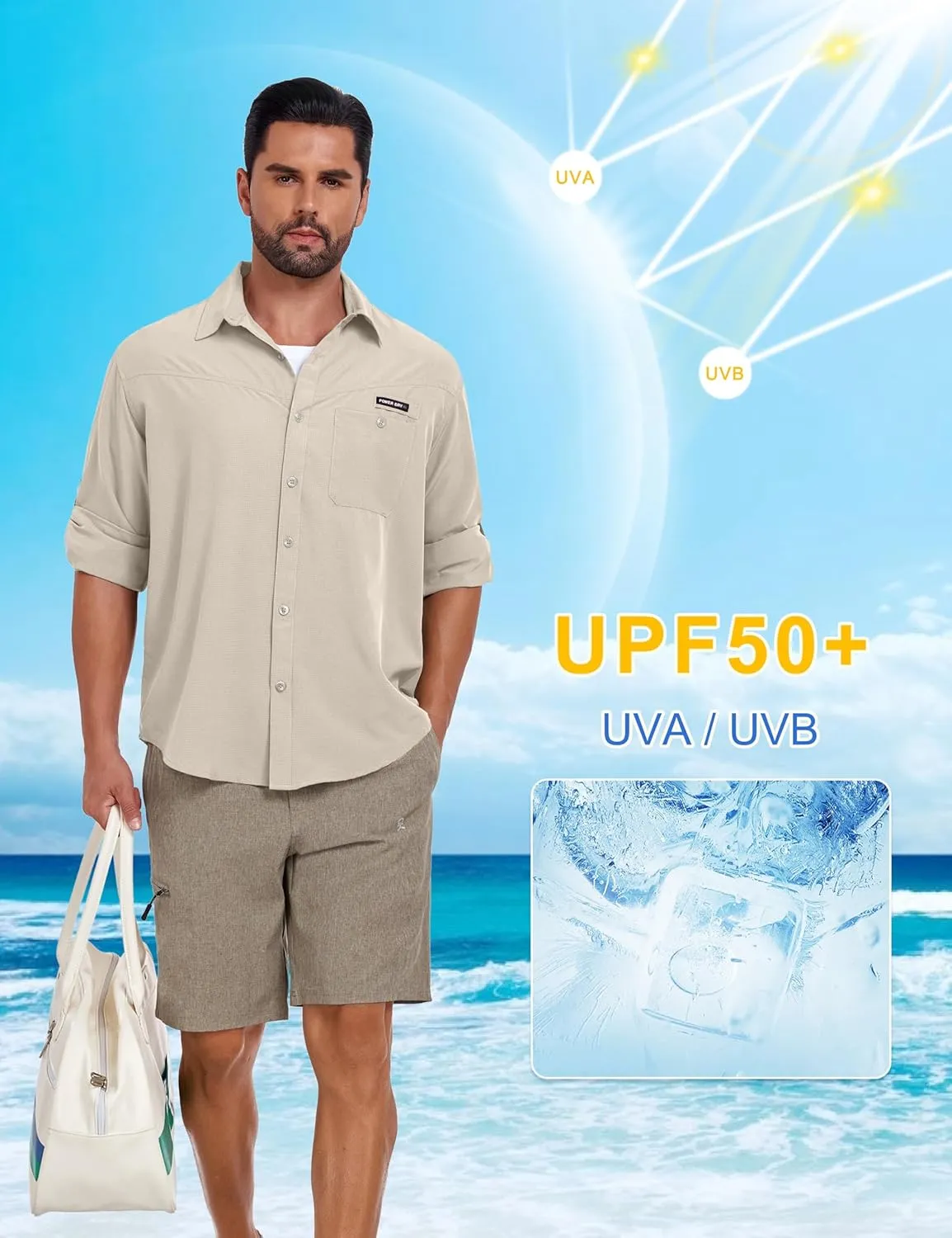 Little Donkey Andy Men's UPF 50 UV Protection Shirt, Breathable Long Sleeve Fishing Hiking Shirts, Quick Dry