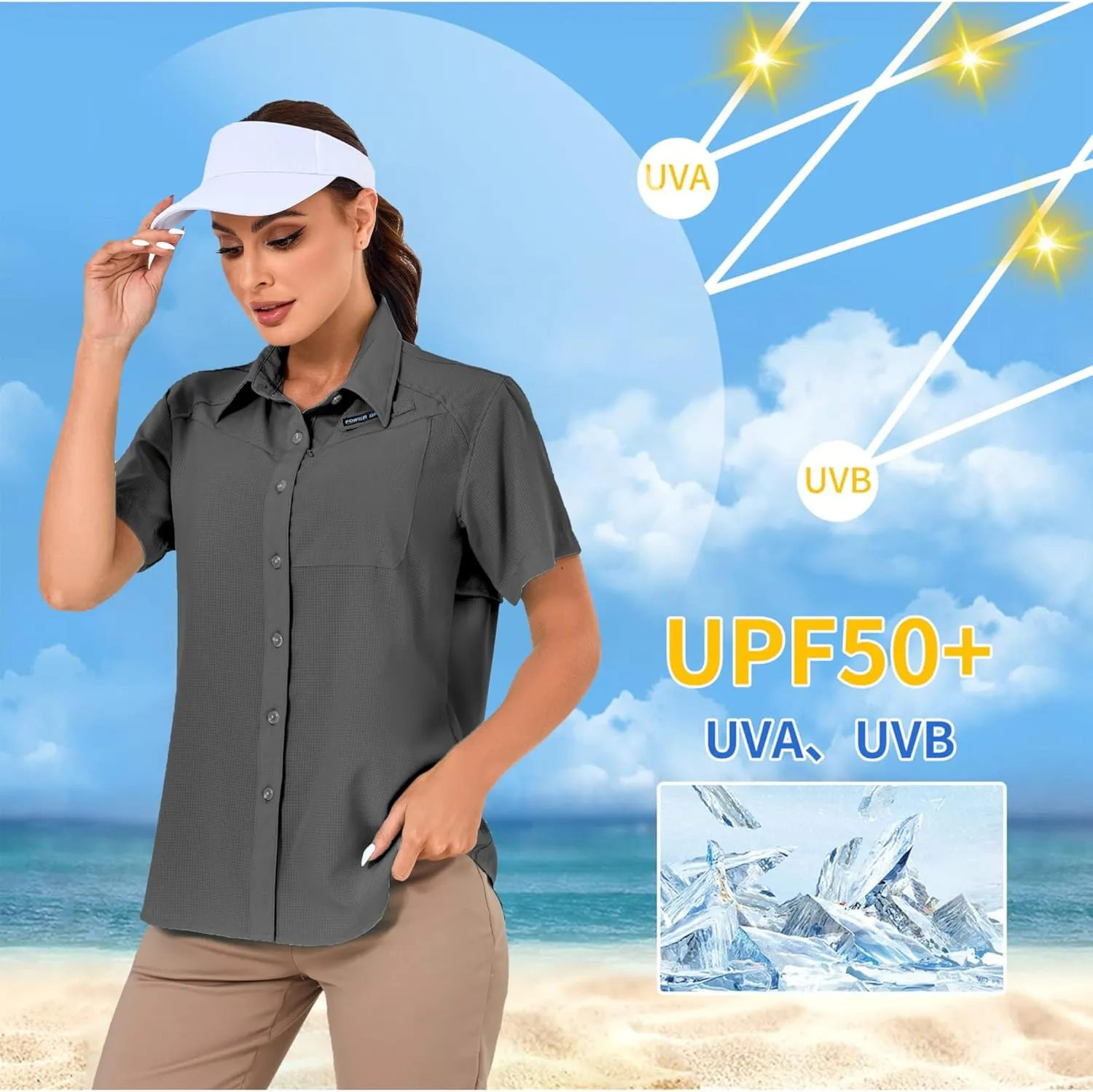 Little Donkey Andy Women's UPF 50 UV Protection Shirt, Breathable Short Sleeve Fishing Hiking Shirts, Quick Dry