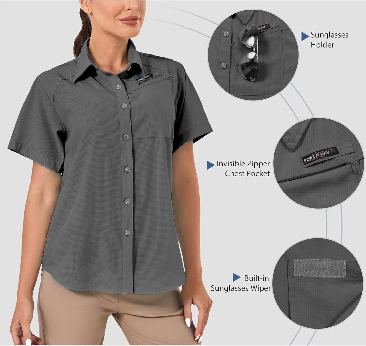 Little Donkey Andy Women's UPF 50 UV Protection Shirt, Breathable Short Sleeve Fishing Hiking Shirts, Quick Dry