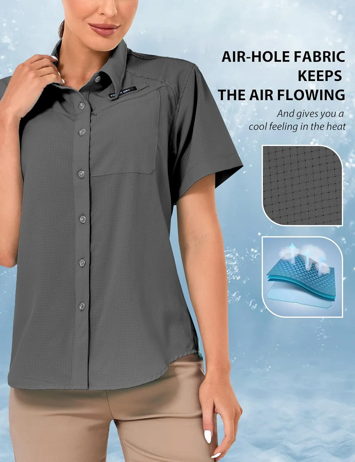 Little Donkey Andy Women's UPF 50 UV Protection Shirt, Breathable Short Sleeve Fishing Hiking Shirts, Quick Dry