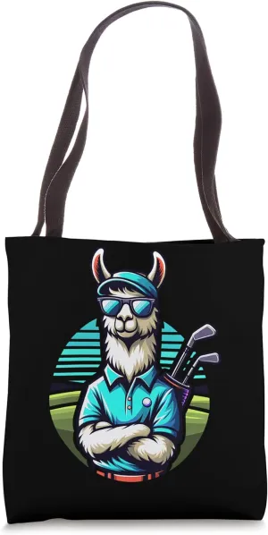Llama Golfing Cool Vibes Sunglasses Humor Tote Bag