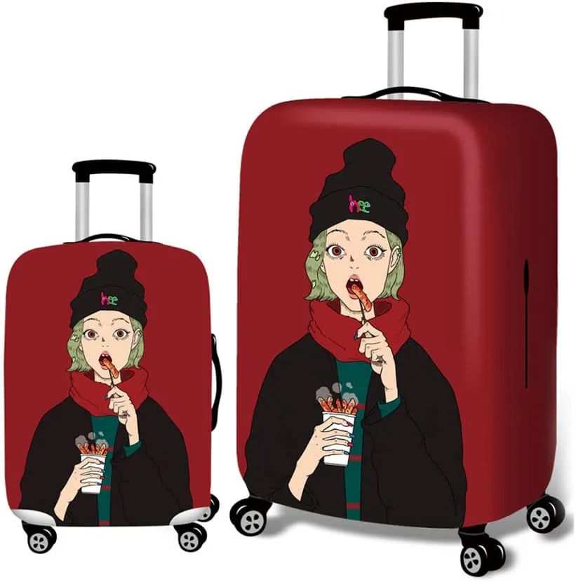 Luggage Cover Colorful Suitcase Cover Elastic Protector Sets For 18-32 Inch Suitcase Travel Accessories (M, Barbecue Girl)