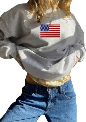 MakeMeChic Women's Graphic Print Long Sleeve Crew Neck Drop Shoulder Oversized Sweatshirt Pullovers Top