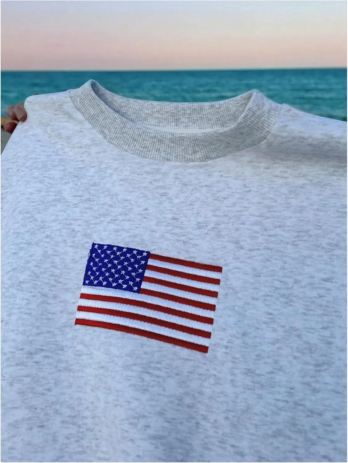 MakeMeChic Women's Graphic Print Long Sleeve Crew Neck Drop Shoulder Oversized Sweatshirt Pullovers Top