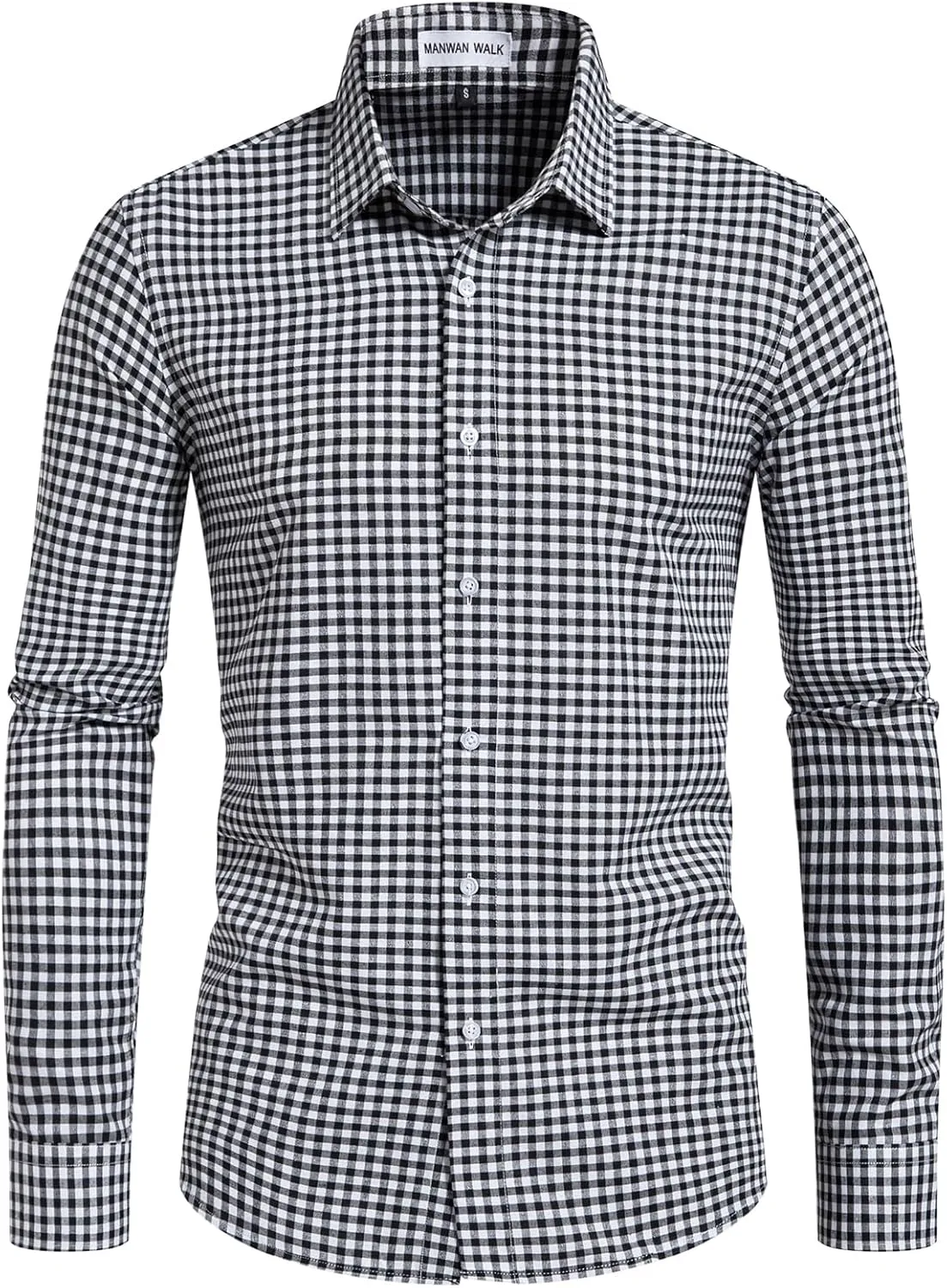 Manwan walk Men's Plaid Button Down Shirts Regular Fit Long Sleeve Casual Business Shirts