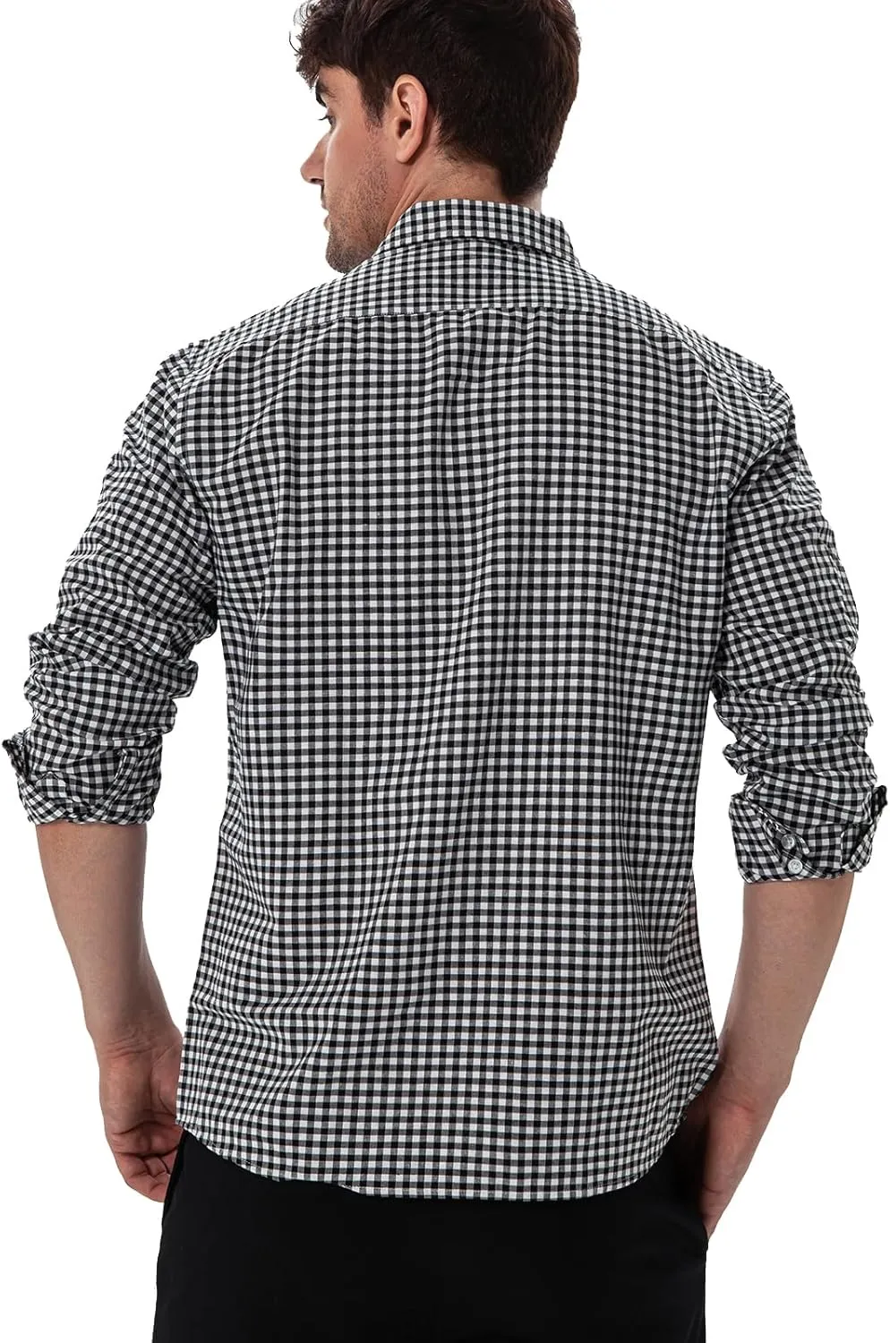 Manwan walk Men's Plaid Button Down Shirts Regular Fit Long Sleeve Casual Business Shirts