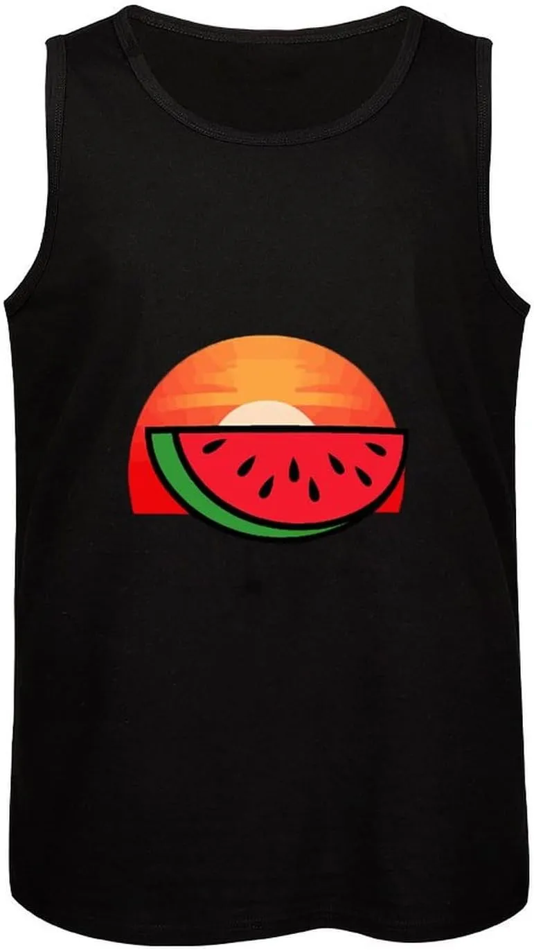 Melon Vintage Sunset Sunrise Mens Tank Top Cotton Undershirt Crewneck Sleeveless Shirt for Summer
