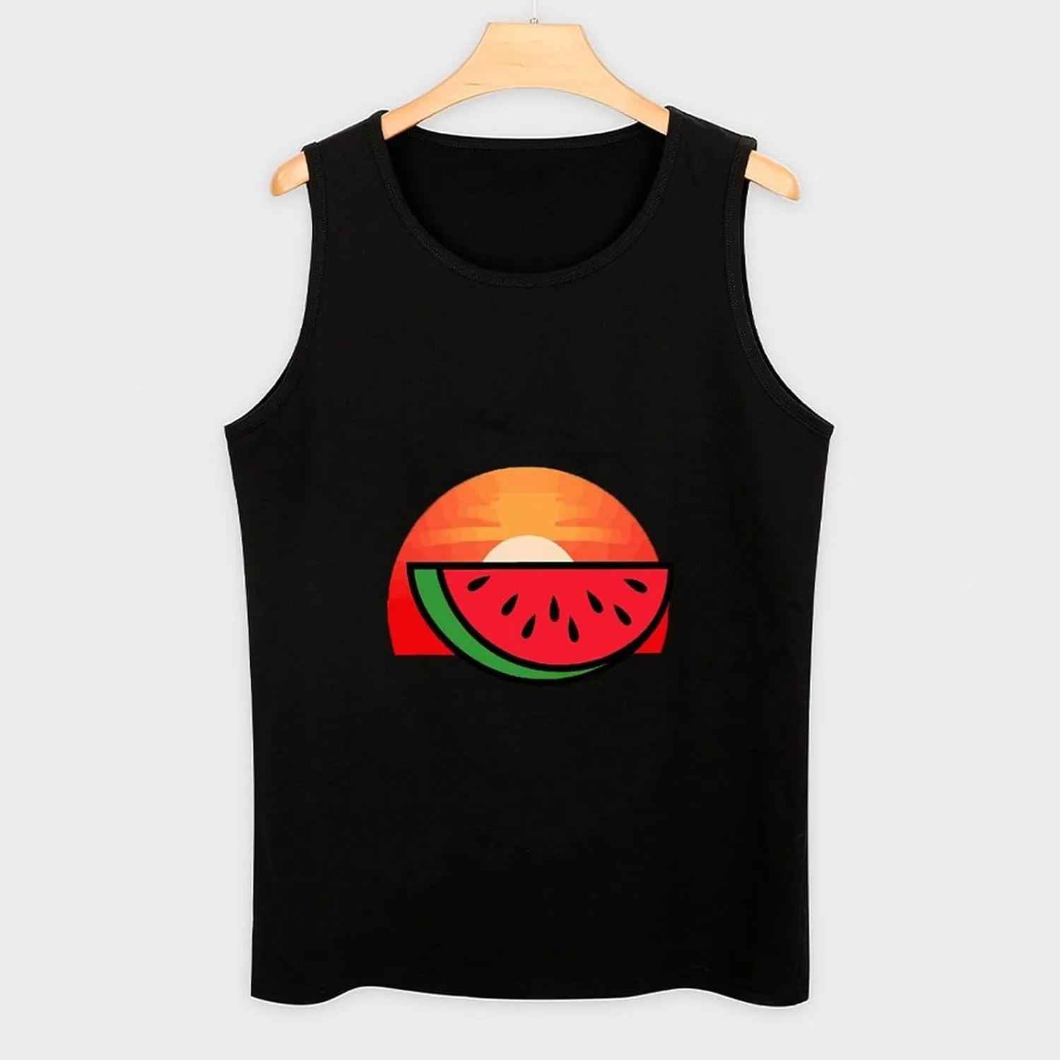 Melon Vintage Sunset Sunrise Mens Tank Top Cotton Undershirt Crewneck Sleeveless Shirt for Summer