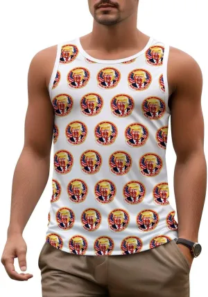Mens Beach Tank Tops Trump Sleeveless Lightweight Shirts Summer Running Athletic Swim Shirts