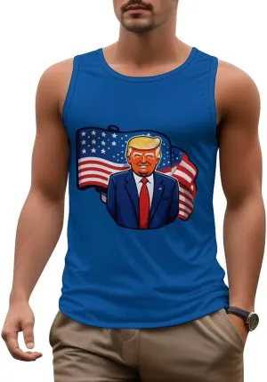 Mens Beach Tank Tops Trump Sleeveless Lightweight Shirts Summer Running Athletic Swim Shirts
