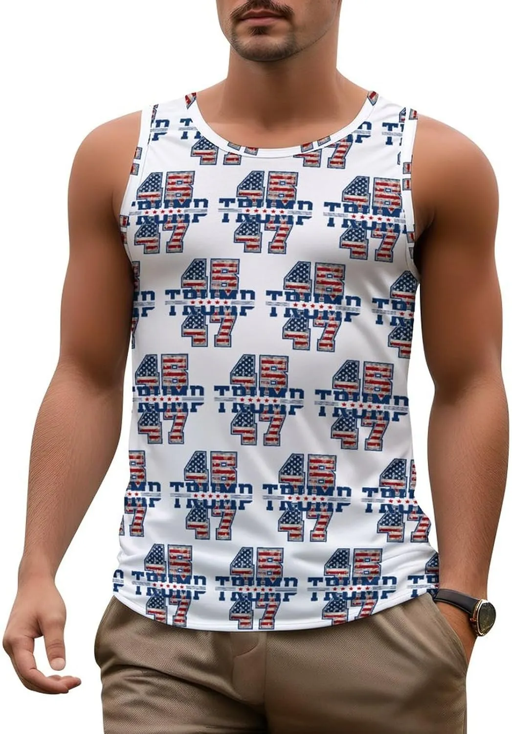 Mens Beach Tank Tops Trump Sleeveless Lightweight Shirts Summer Running Athletic Swim Shirts