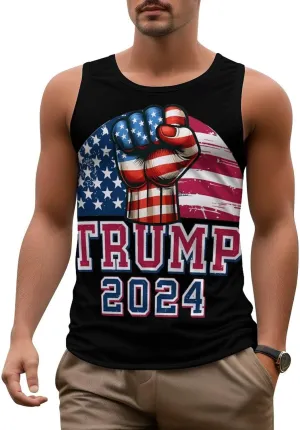 Mens Beach Tank Tops Trump Sleeveless Lightweight Shirts Summer Running Athletic Swim Shirts