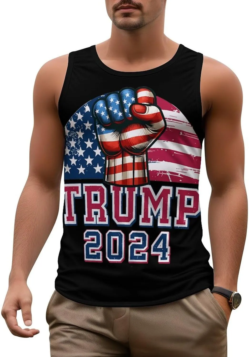 Mens Beach Tank Tops Trump Sleeveless Lightweight Shirts Summer Running Athletic Swim Shirts