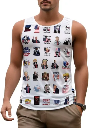 Mens Beach Tank Tops Trump Sleeveless Lightweight Shirts Summer Running Athletic Swim Shirts