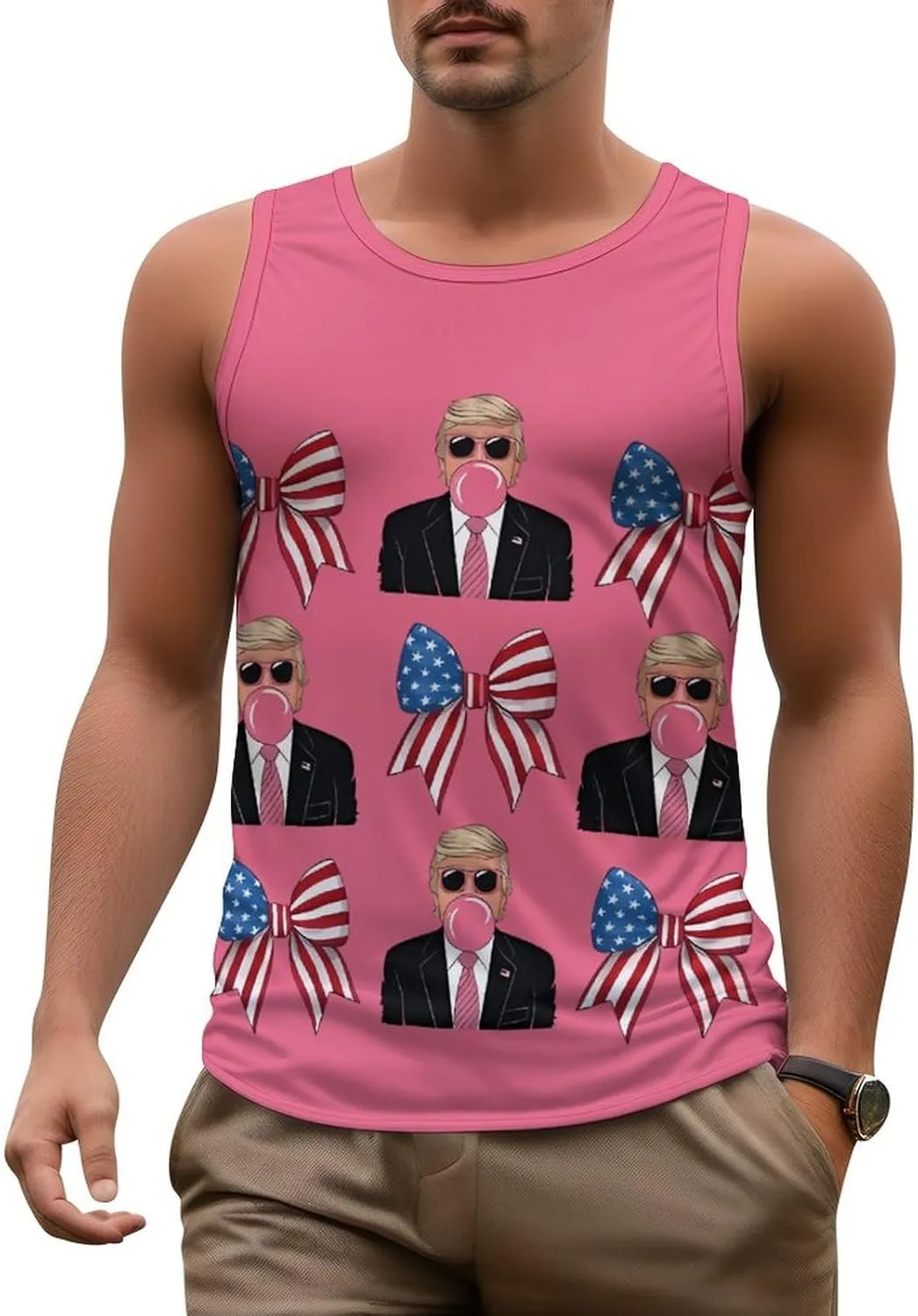 Mens Beach Tank Tops Trump Sleeveless Lightweight Shirts Summer Running Athletic Swim Shirts