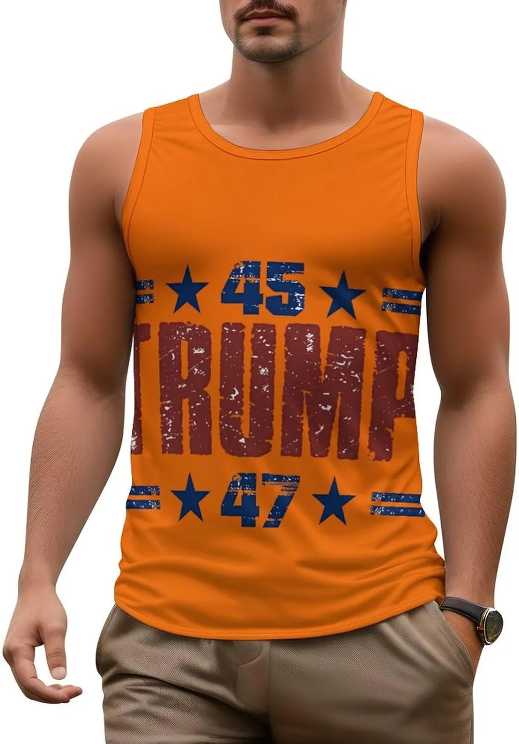 Mens Beach Tank Tops Trump Sleeveless Lightweight Shirts Summer Running Athletic Swim Shirts