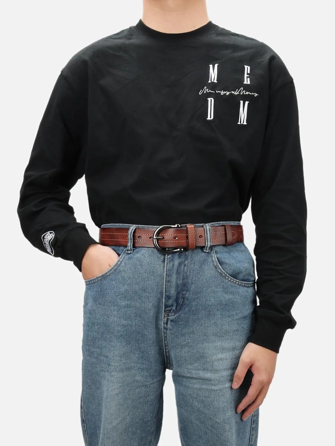 Mens Belts Full Grain Leather Real Italian Material Western Cowboy Belt 1.5 Wide Casual Jean Belt Gift Box Packaging