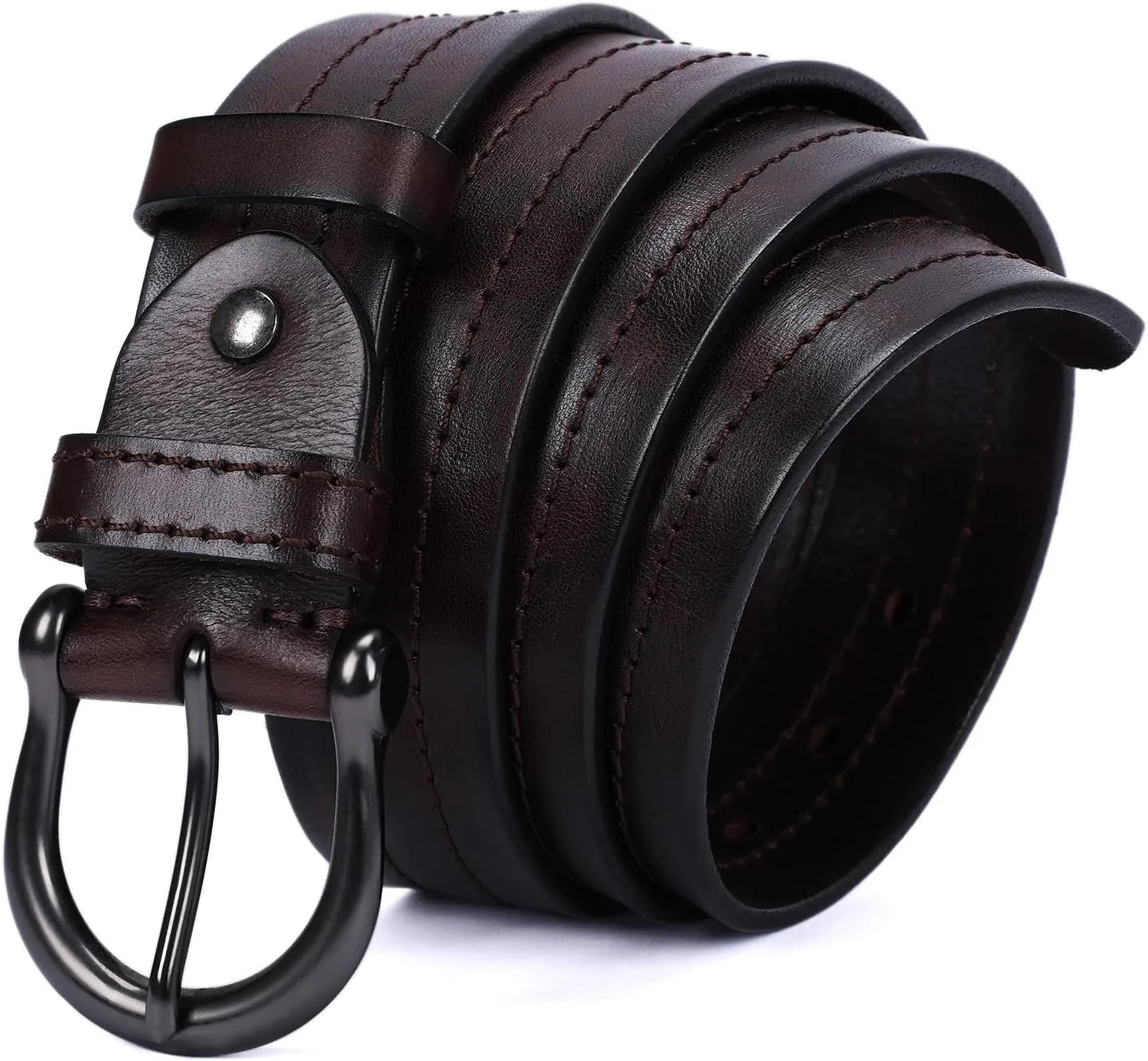 Mens Belts Full Grain Leather Real Italian Material Western Cowboy Belt 1.5 Wide Casual Jean Belt Gift Box Packaging